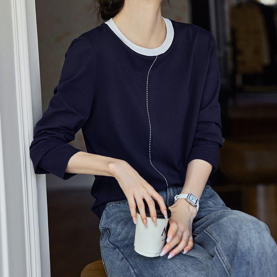 Long-sleeved T-shirt for Women's Autumn New Round Neck Slim Casual Top