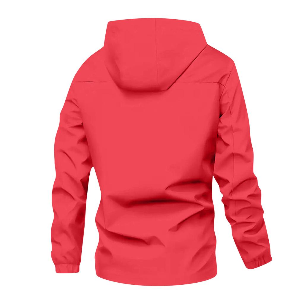 Men's Three Layer Composite Casual Hooded Jacket Single Coat Men's Outdoor Mountaineering Jacket Coat