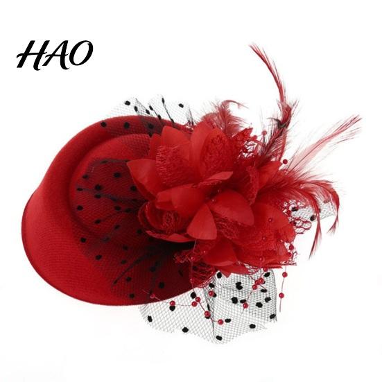 Pillbox Hat Exquisite Sweet Fascinator with Hair Clip Decorative Anti-fall Faux Feather Flower Mesh Veil Accessories Cocktail Headwear