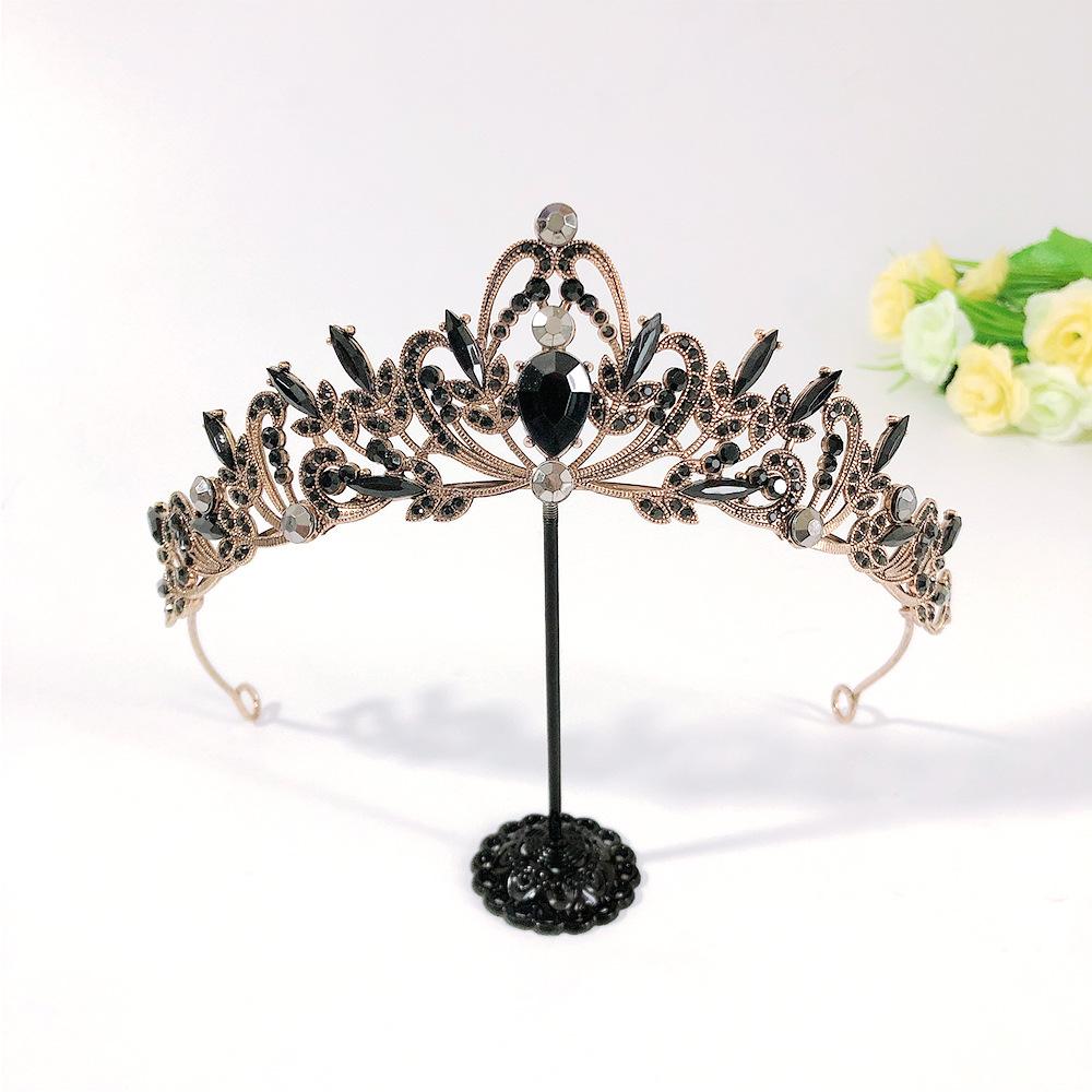 Baroque Retro Black Luxury Crown Bridal Tiara Wedding Dress Birthday Crown