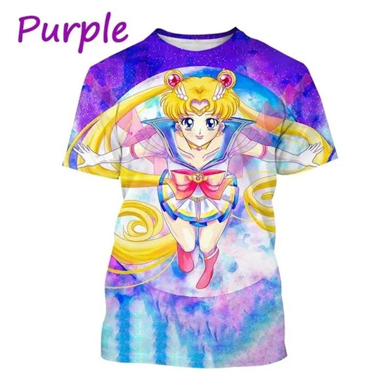 Summer New Children T Shirt Anime Sailor Moon Printed 3D T-shirt Fashion Cute Girly Anime Harajuku Style Short Sleeve Tshirt Top