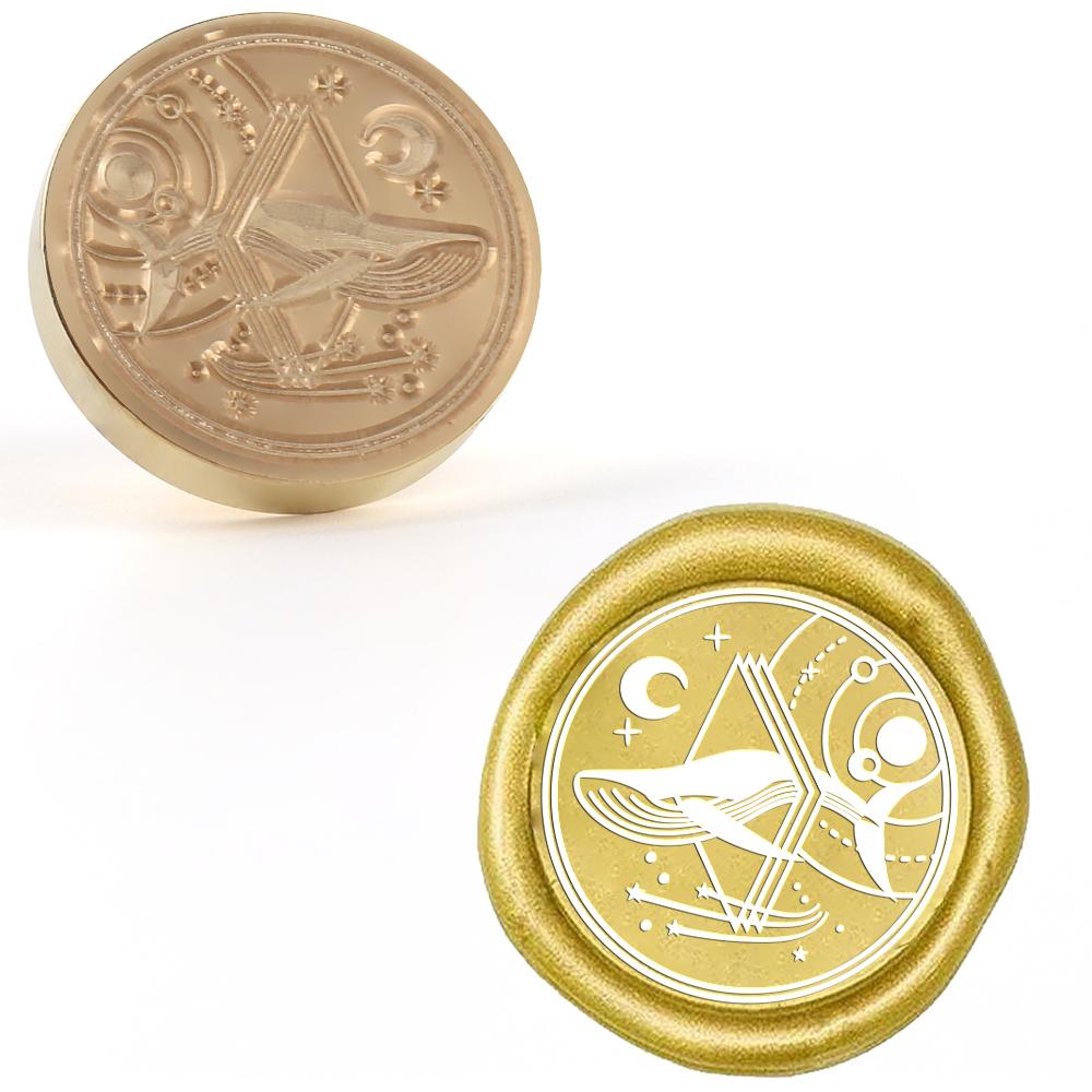 1pc Ocean Series Wax Seal Stamps Trident Goldfish Hook Shark Pattern Wax Sealing Stamps 25mm Removable Brass Head For Decorating