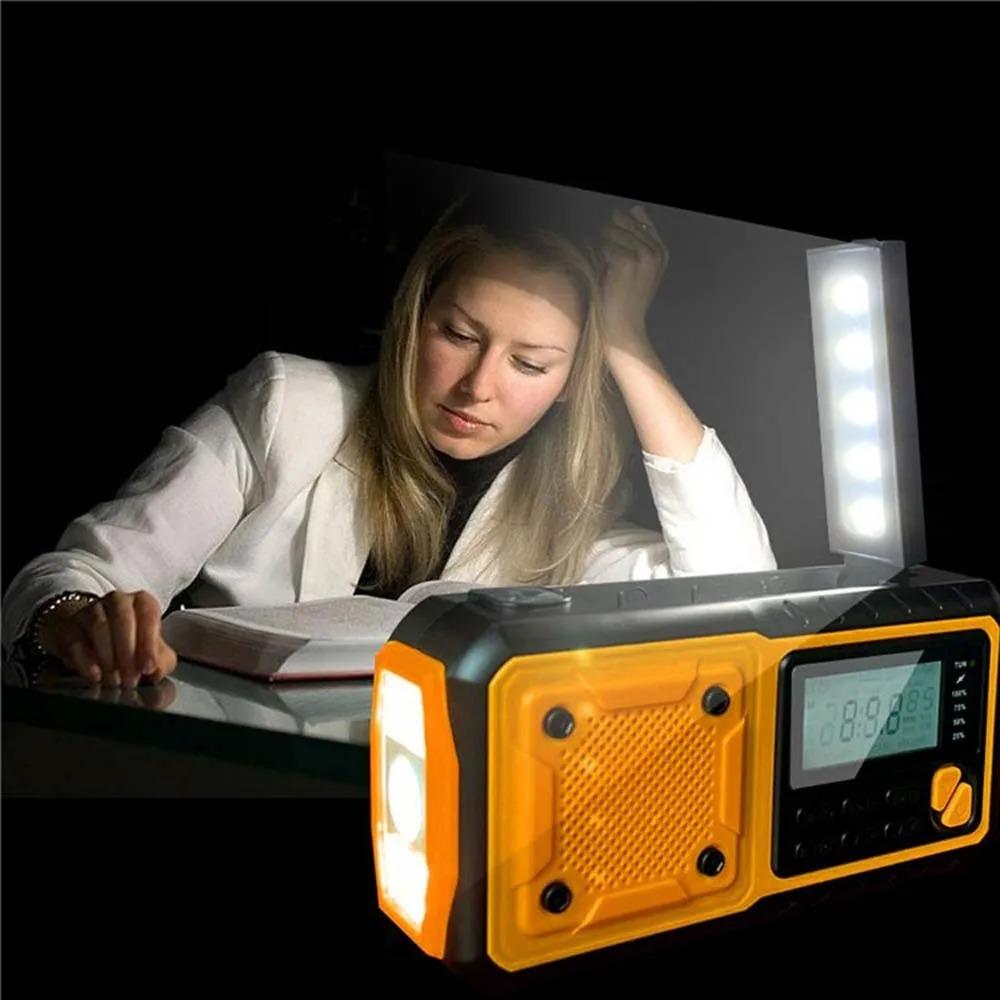 4000mAh Portable Emergency Solar Power Radio Hand Crank Charging AM/FM Weather Radio Led Reading Flashlight Bank Phone Charger