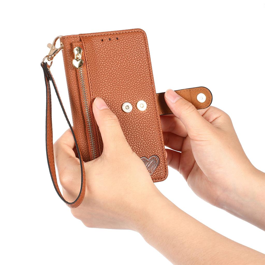 For iPhone 17 Pro Max Case RFID Blocking Zipper Pocket Leather Wallet Phone Cover with Strap