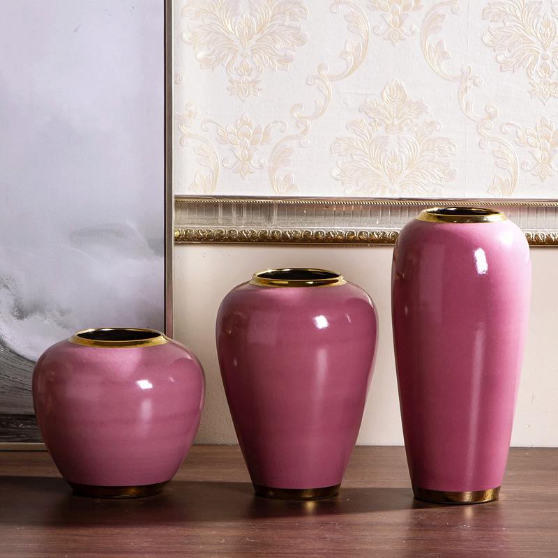 Europäische Rosa Vase Ornament für Trockenblumen - Kleine Frische Kreative Haus- und Esstischdekoration