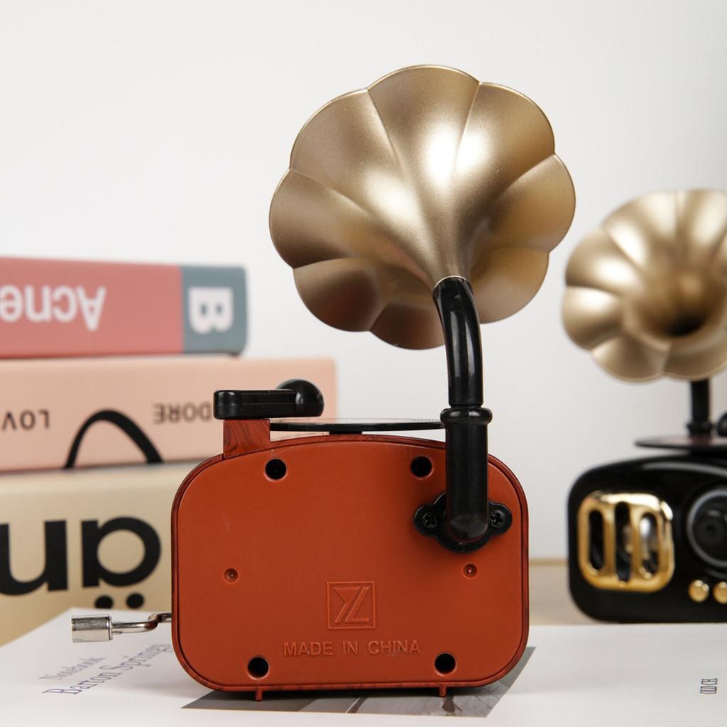 Multifunctional Nostalgic Music Box Gramophone Replicas Hand Crank Mechanism Phonograph Musical Ornament Birthday Gift