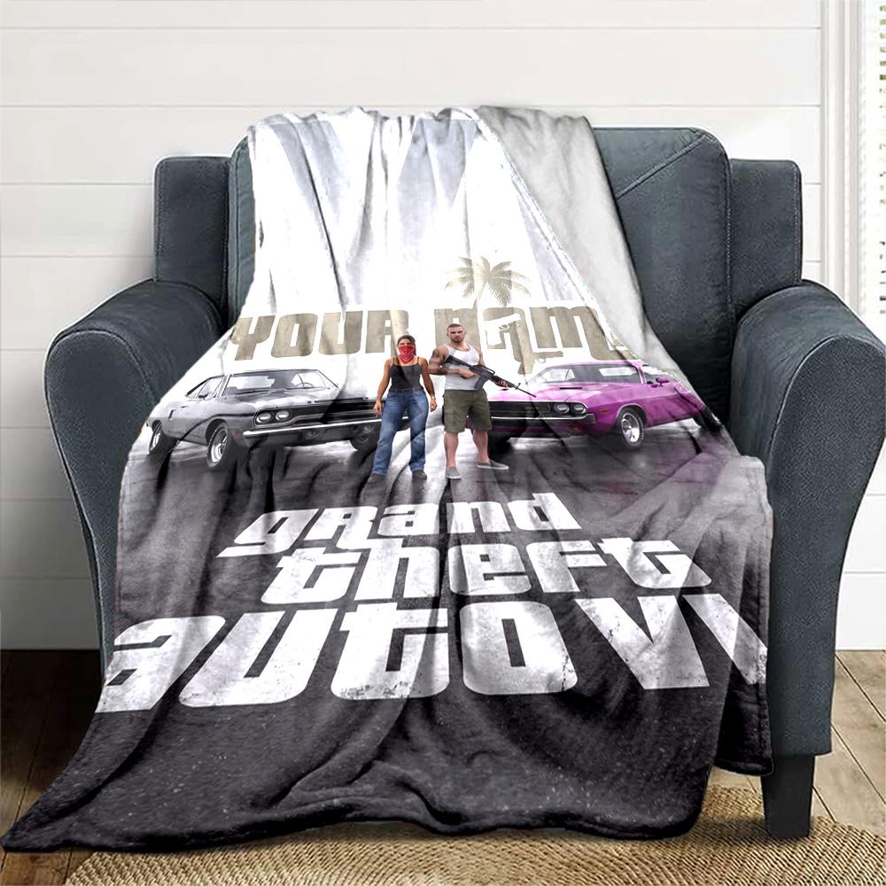 Grand Theft Auto Personalized Text Blanket Throw Personalized Blanket Comfortable Throw For Office Office Chair Couch Home Decor for All Occasions