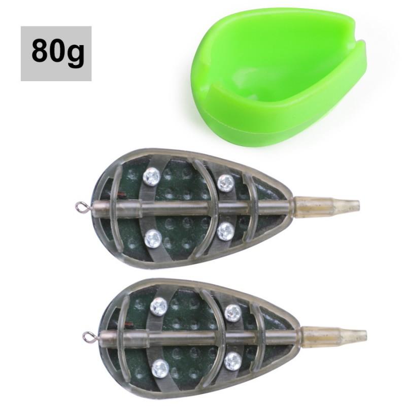 Carp Fishing Feeder Rig Set With Bait Cage Lead Weight Hook Assembly Lake Casting