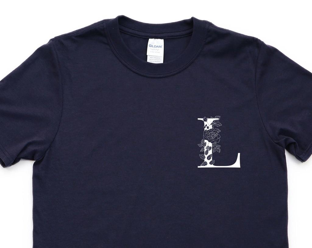 Alphabet Shirt, Letter L Shirt, Botanical Flowers Tee Mens Womens Gift - 4495