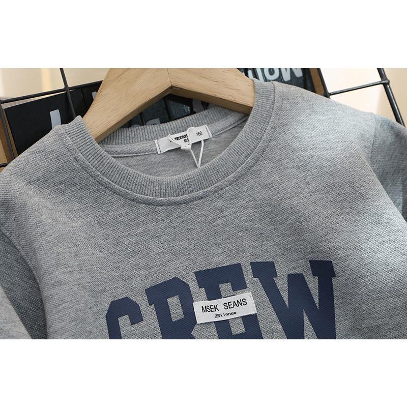 Cotton Children's Clothing, Boys' Letter Printed Hoodie, Loose and Versatile Casual Western-style T-shirt, Spring and Autumn Thin Top