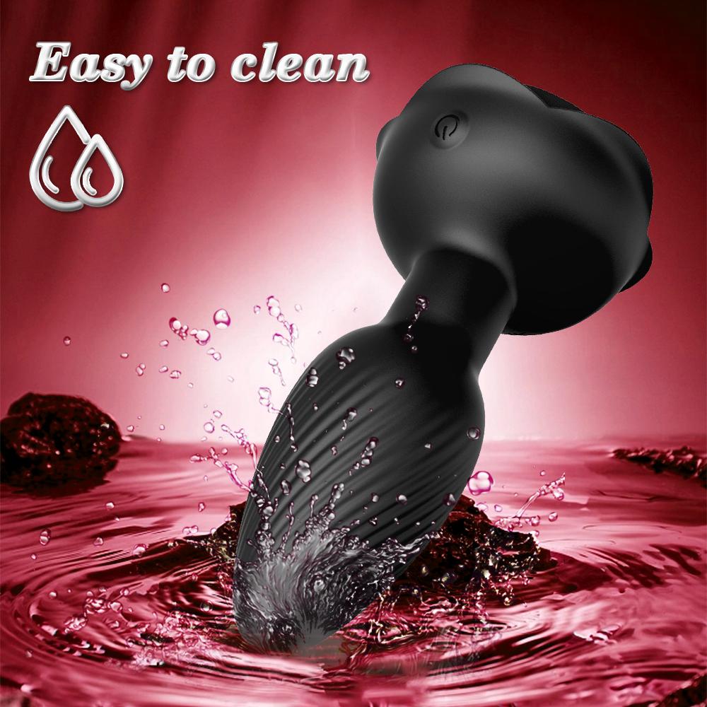 APP 360° Rotation Butt Plug for Men Women Wiggle Rose Anal Vibrator Gay Anal Plug with LED Adult Sex Toy for Couple Sex Supplies