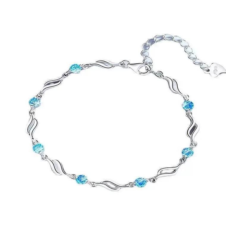 Ocean Blue Geometric Bracelet Women Jewelry Copper Decoration Gifts Fashion