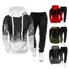 2 Pcs/set Men Hoodie Suit Splash-ink Print Drawstring Casual Sweat Absorption Long Sleeve Men Tracksuits for Daily Wear