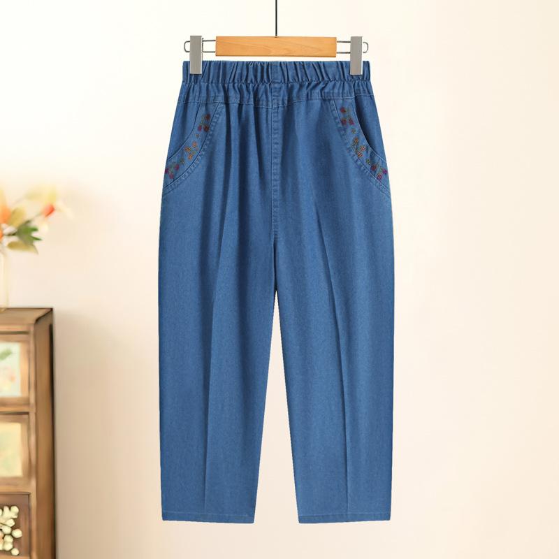 Women Denim Shorts Summer Cropped Jeans Pants Fashion High Waisted Dark Wash Knee Length Jeans Female Casual Plus Size