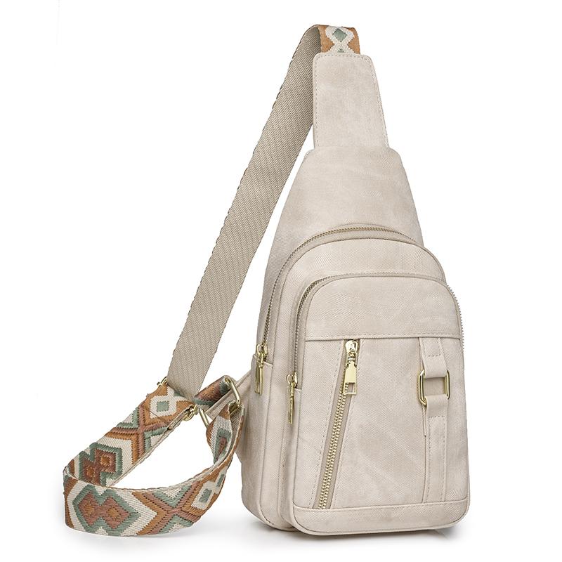 

Нагрудная сумка из искусственной кожи, женская сумка через плечо, сумка через плечо большой емкости бежевый