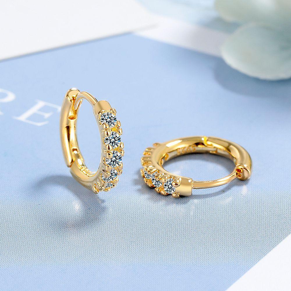 Simple Female Earring  SIlver Needle Circled Single Row Zircon Small Earrings For Women Promise Love Ear  Pendientes