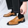 Summer Open Toe Leather Shoes Men Casual Business Men's Leather Sandals Big Size 46 Comfortable Dress Sandals Man Formal Shoes