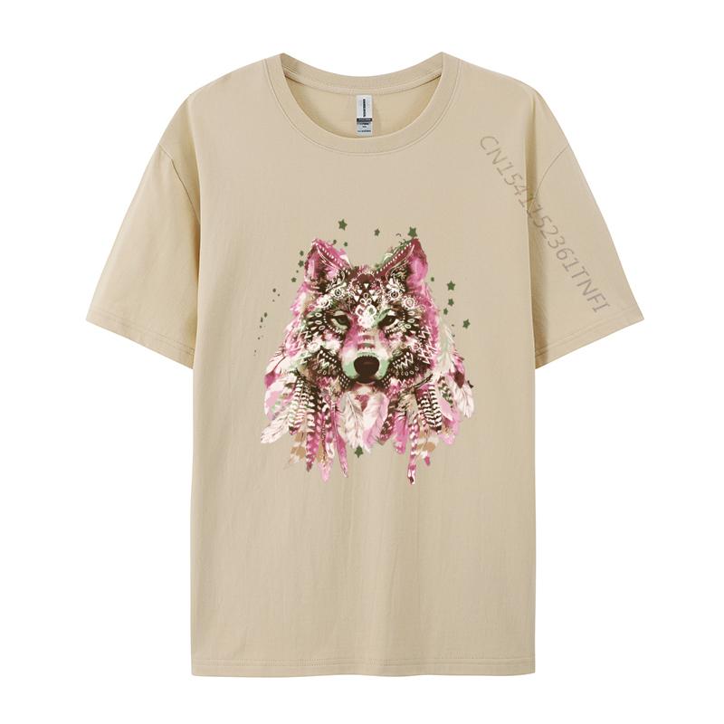 Clothing Native American Wolf Head Tribal TShirt Men New Design Crazy Tops T Shirt Cotton T Shirts Design