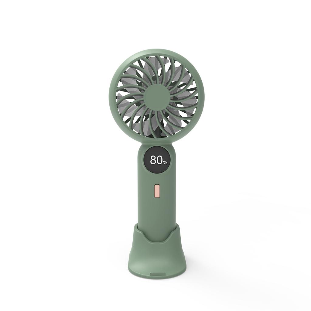 Quiet Foldable USB Rechargeable Portable Cooling Handheld Fan with 1200mAh Brushless Motor English for Outdoor & Car Use