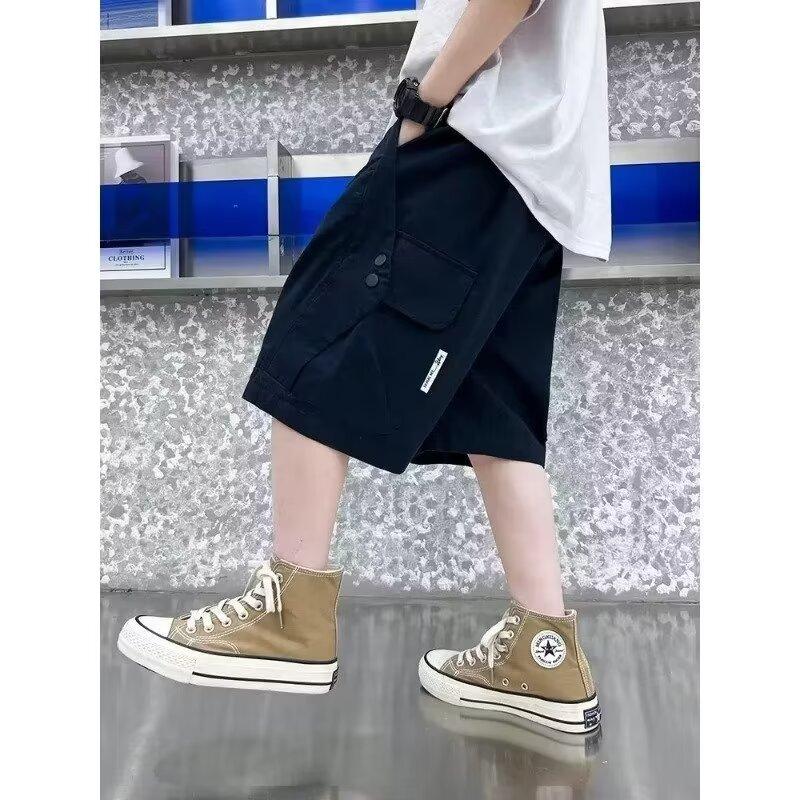 

Летние хлопковые брюки для мальчиков Модные тонкие быстросохнущие брюки с защитой от комаров Летняя детская одежда 2025 Новый стиль Брюки для мальчиков 120 темно-синий