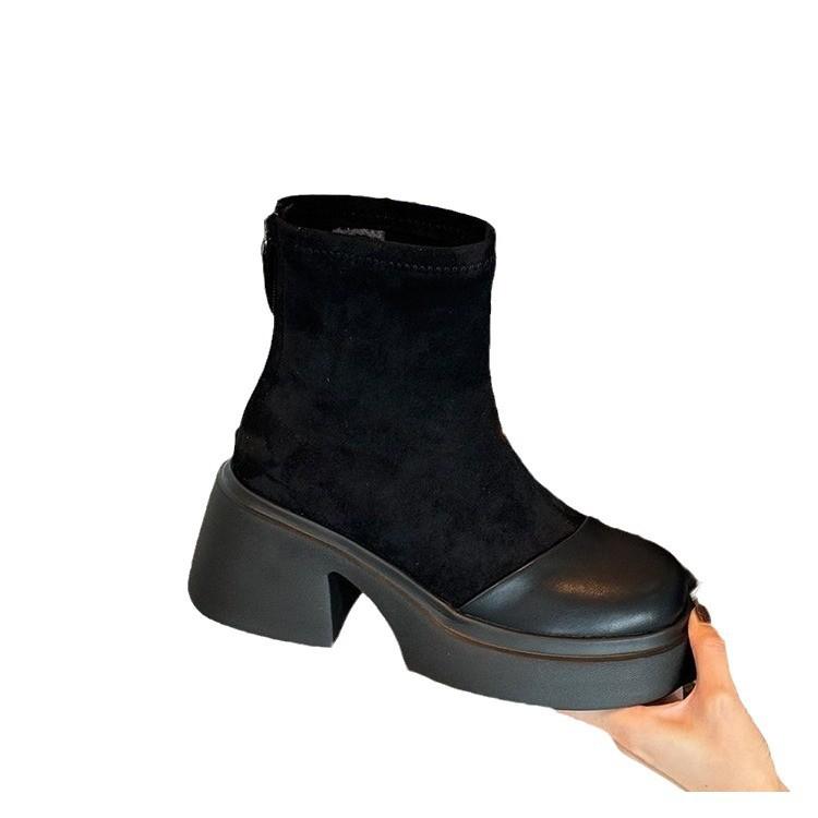 High-end small short boots women's new autumn and winter muffin thick-soled high-heeled thin retro boots Martin boots