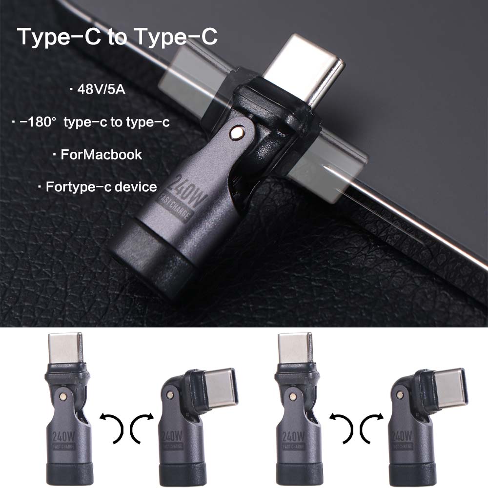 USB-C To USB-C USBC Charging Converter 180 Degree USB-A Female Adapter Mobile Phone