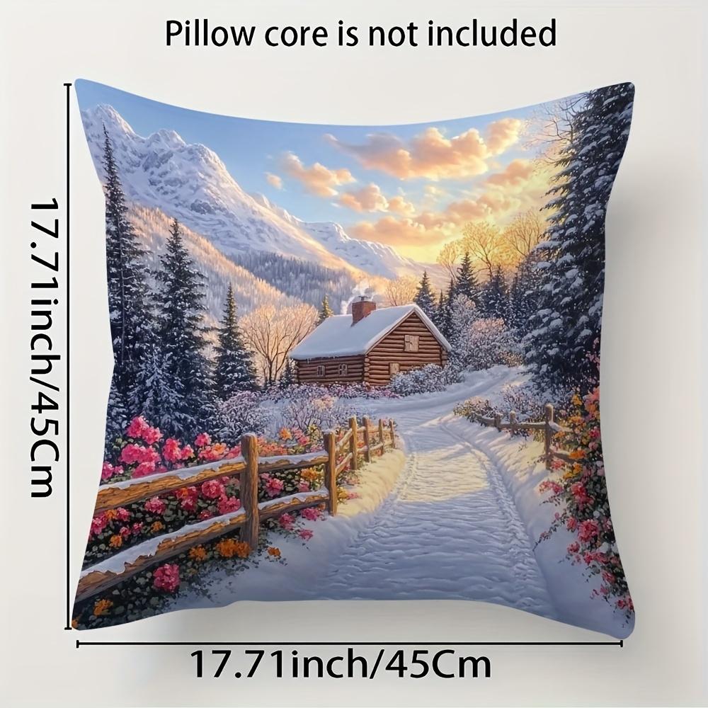 4PCS Christmas Pillow Covers: Beautiful Floral Design with Sun & Snowflakes, Ideal for Holiday Decor, Sofa Lumbar Cushion Covers