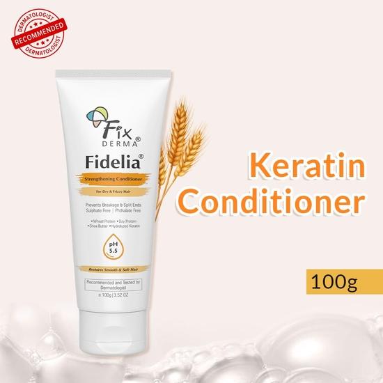 Fixderma Fidelia Stärkender Conditioner mit Sheabutter und Weizenprotein für krauses und trockenes Haar | Haarspülung – 100 g (Packung mit 1)