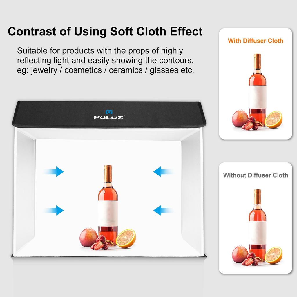 PULUZ PU5064 Składany Namiot Świetlny LED Desktopowe Studio Fotograficzne Light Box Przenośny Sześcian Softbox 672szt.