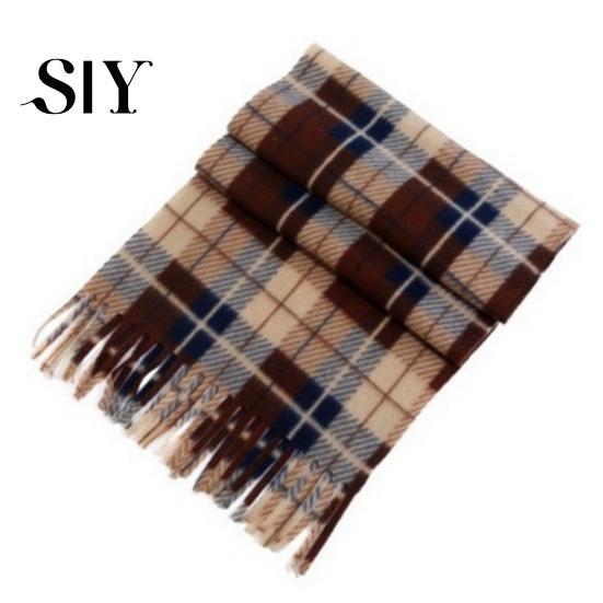 Soft Plaid Scarf Unisex Winter Color Matching Print Tassel Thick Warm Double-sided Checkered Shawl Plush Long And Wide Keep Neck Protection Lady Fall