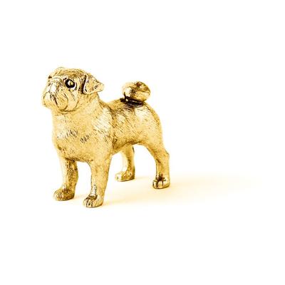 Mops 22 karats guldpläterad brittisk konst hundfigur samling