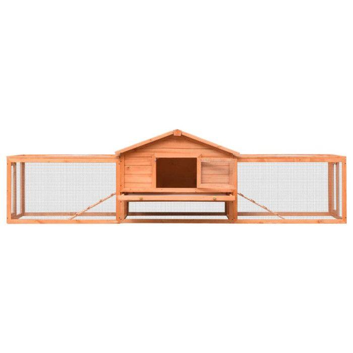Rabbit Hutch - vidaXL - 303x60x86 Cm - Solid Wood - Outdoor - For Rabbits