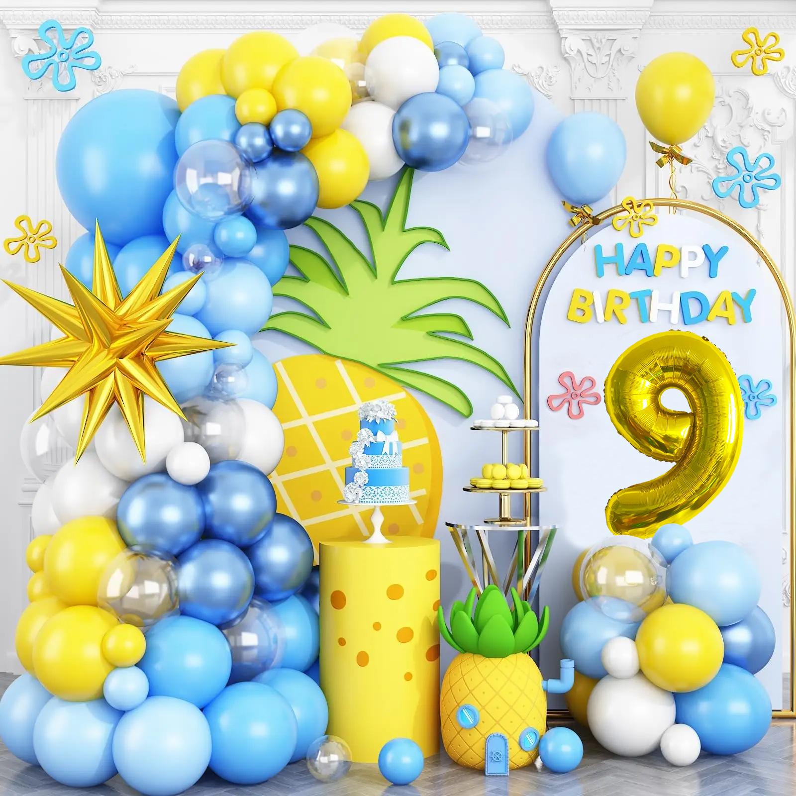 

Гавайская Тематическая Цепь из Шаров Синий и Желтый Латексный Венок Арка День Рождения Свадебное Украшение Набор Шаров Hawaiian Blue and Yellow Set 9