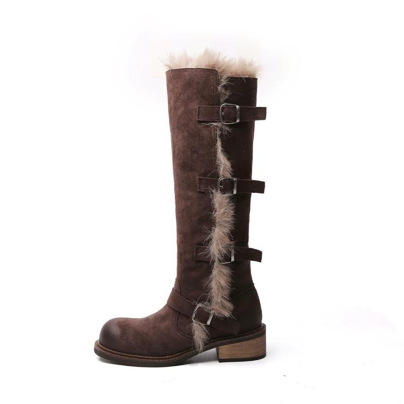 Utopia long snow boots women's winter new Russian high tube buckle thick velvet fashion warm cotton shoes