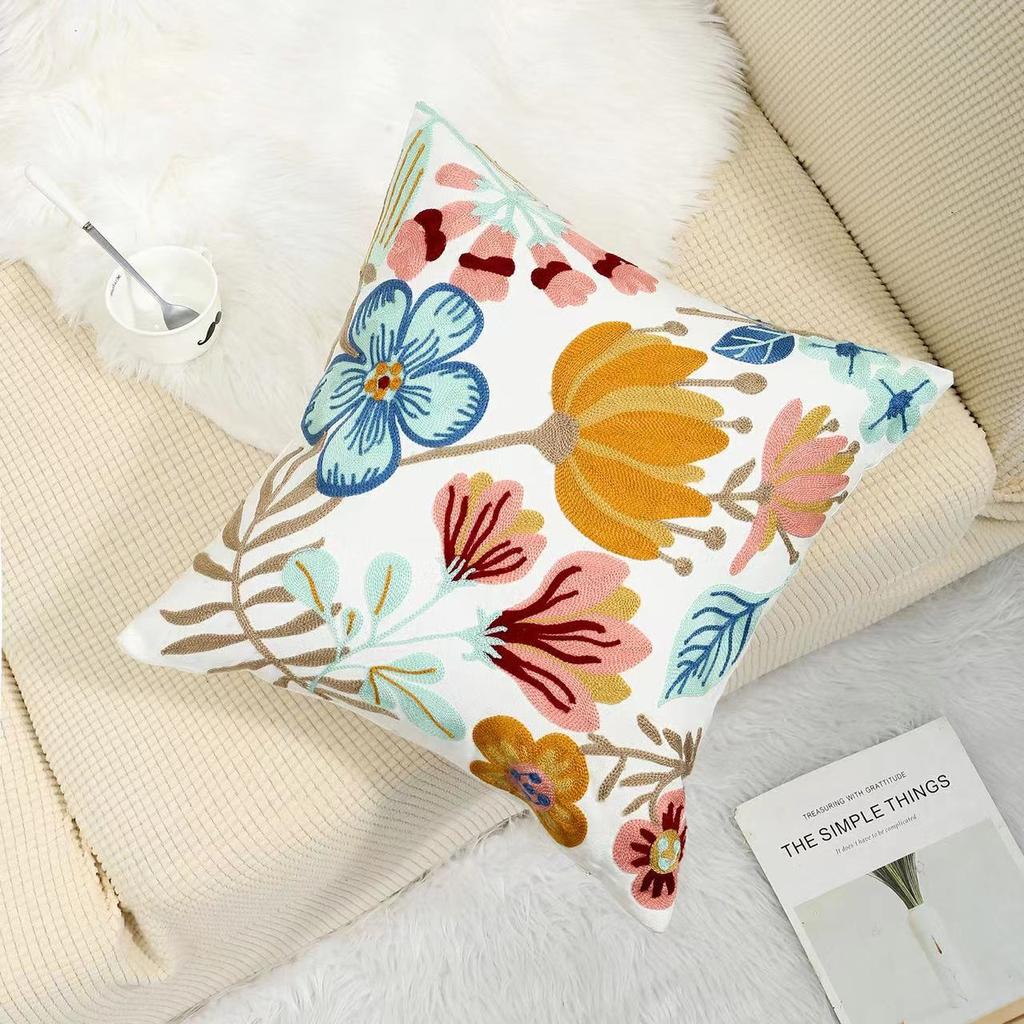 New Towel Embroidered Pillow Case Pastoral Style Home Sofa Pillow Core-free Bedside Cushion Office Waist