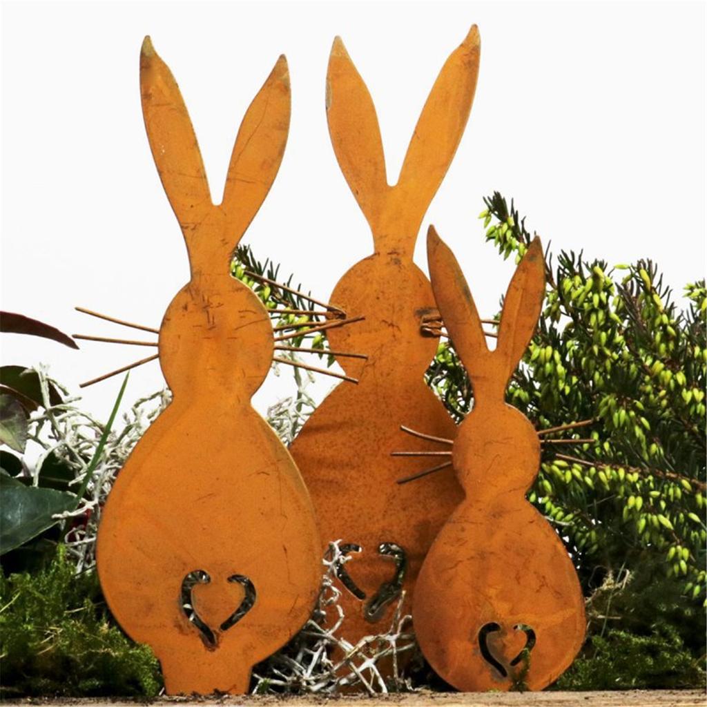 3Pcs Rabbit Yard Plugin Emblems Animal Yard Decor Rabbit Garden Stakes Garden Rabbit Stake Yard Gardening Decor Outdoor