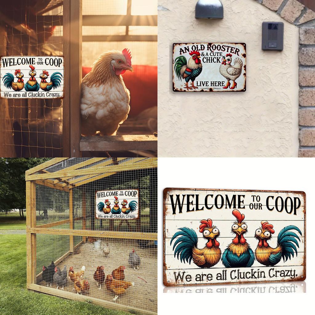 Handcrafted Farmhouses Theme Tin Sign Wall Decors Countrysides Animal Art Iron Painting Hanging Plaque for Garden