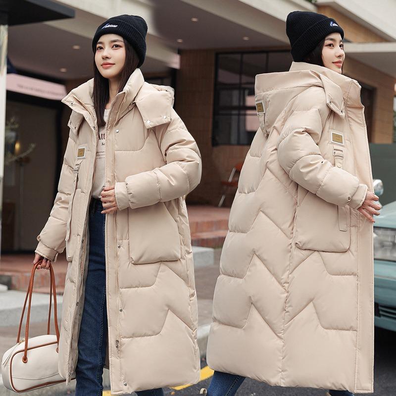 Winter New Hooded Cotton-padded Clothes Women's Knee Long Fashion Medium and Long Thickened Cotton Clothes Women's Coat