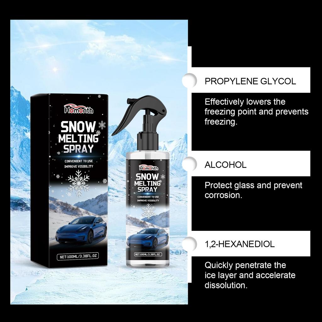 Car De Icer Spray Auto Snow Melting Agent Melts Frost Clear Vision Safe Driving Car Defrosting Snow Dissolving Cleaner Spray