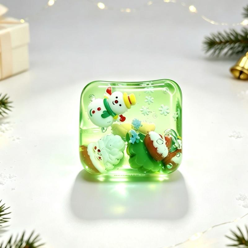 Cute Santa Reindeer Maltose Ice Block Fidget Toy Soft Slow‑Rebound Squeeze Stress Relief Toy Christmas Party Gift