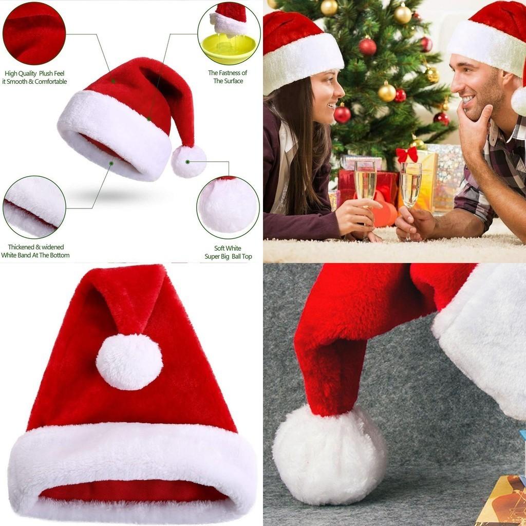 Klassische rote und weiße Unisex-Weihnachtsmütze für Erwachsene und Kinder für die Weihnachtsfeier