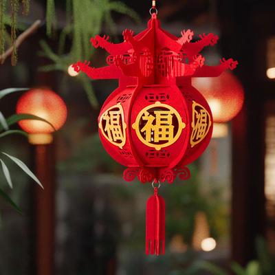 Year Hanging Lantern Decoration 3D Decorative Traditional for Holiday Indoor Outdoor Hotel