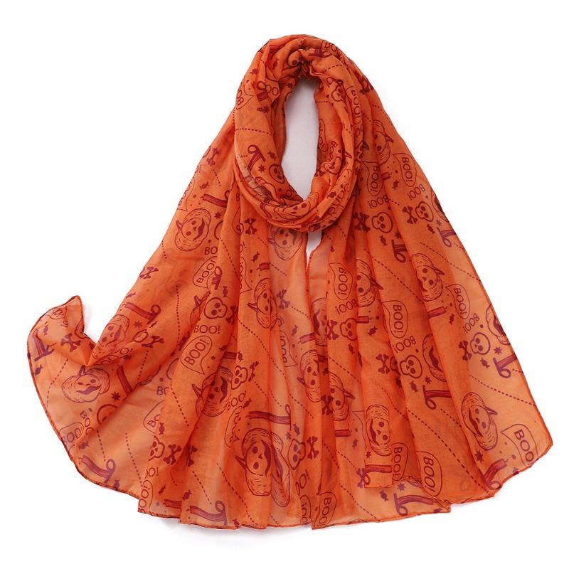 Halloween digital printing polyester scarf thin shawl summer silk scarf women's fashion breathable long scarf