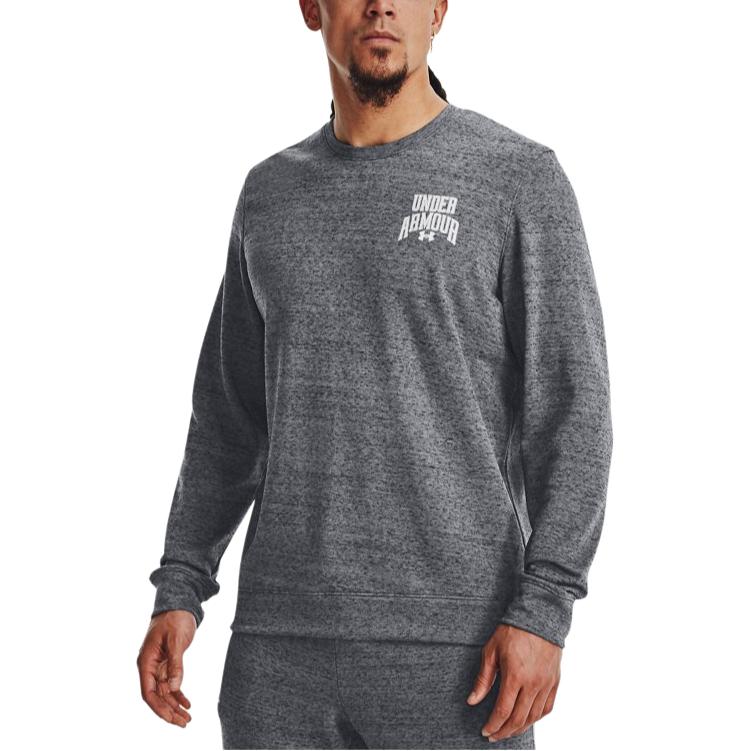 Under Armour Letter Print Cotton Round Neck Training Sweatshirt Men Sweatshirt Gray 1379764-012
