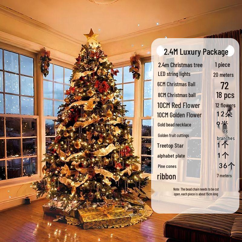 Christmas Tree & Decoration Set: 1.5/1.8/2.1/3M Sizes for Home & Mall Decor