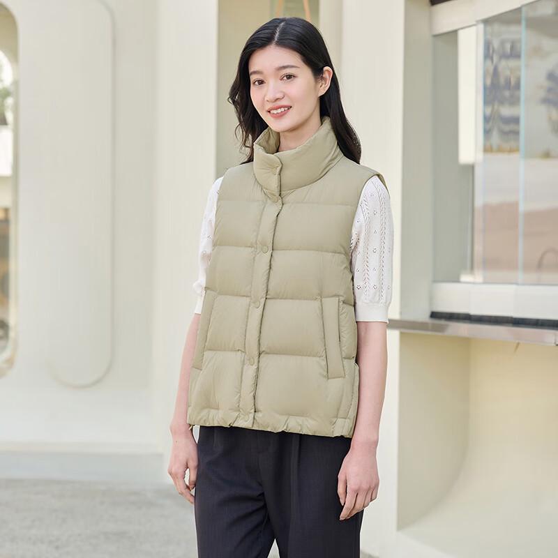 Tanboer Women's Cropped Stand Collar Down Vest