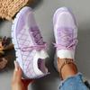 Fashion Women's Fashion Strip Plaid Knitted Sneakers Soft Sole Breathable Mesh Running Shoes for Women Lightweight Slip On Tennis Shoes