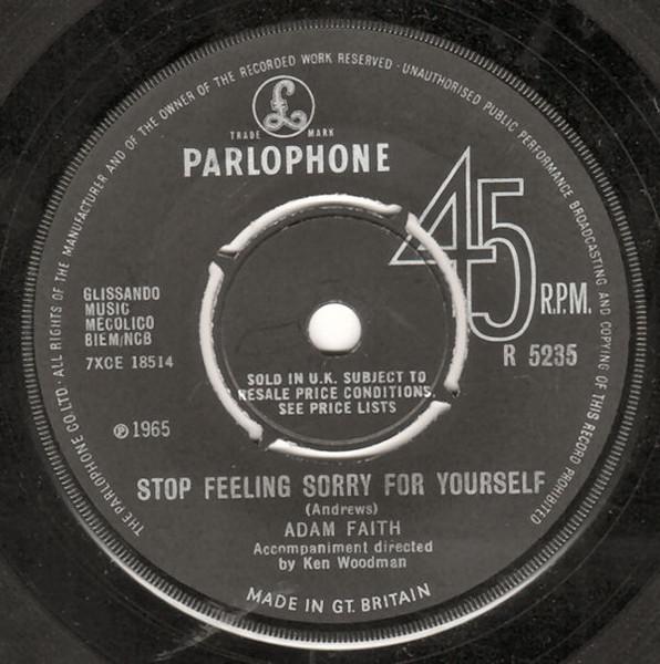 

7-дюймовая пластинка ADAM FAITH Stop Feeling Sorry For Yourself R5235 Parlophone 1965 UK Поп Б/у