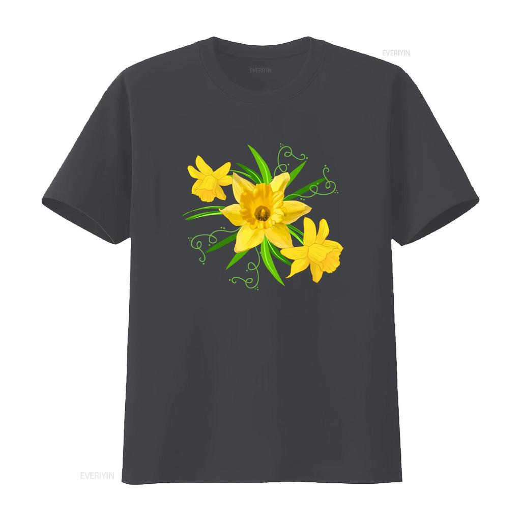 Yellow Daffodils Floral Spring T Shirt Easter Flowers Narcissus Plant Xs 4x Vintage Versatile Breathable Streetwear
