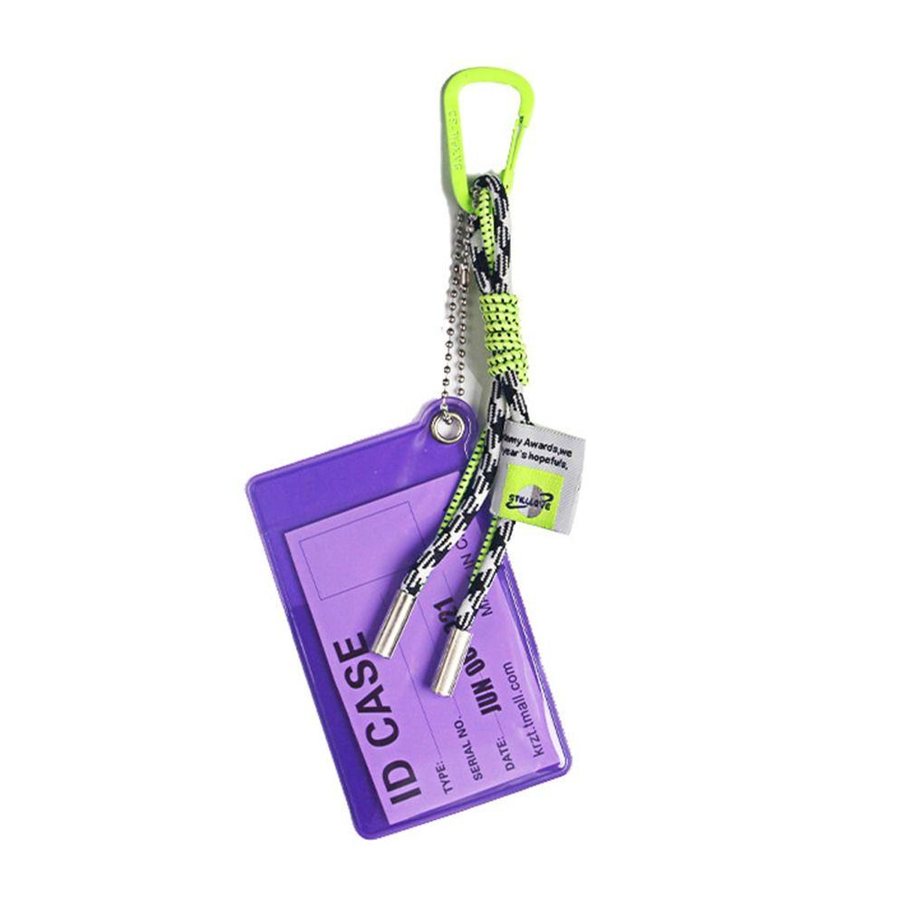 Transparent ID Card Strap Fluorescent Color Credential Holder Card Holder Lanyard  Bank Bus Card